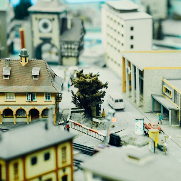 Intricate miniature model cityscape