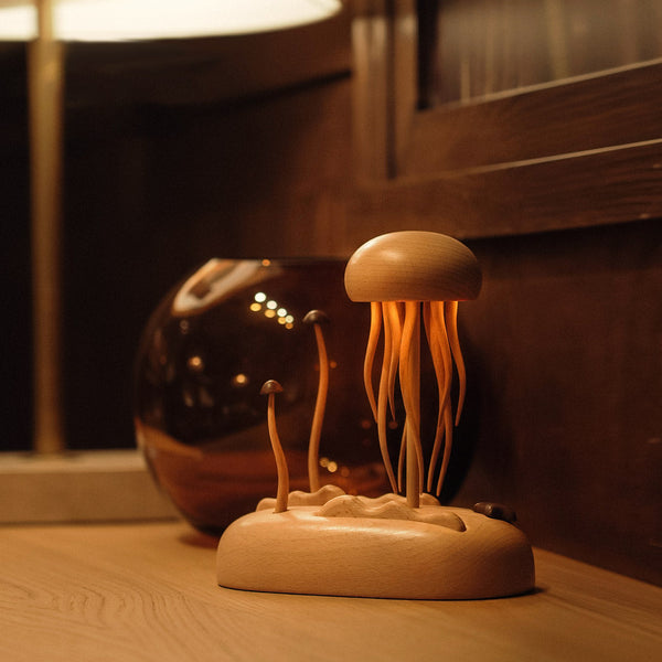 Illuminated Wooden Jellyfish Automaton (Finished Piece)