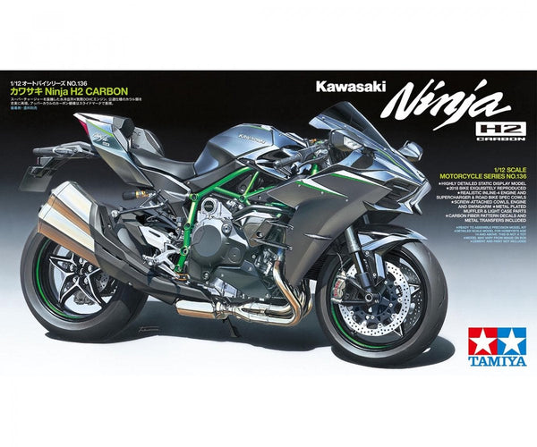 Tamiya modelbouwpakket auto - 14136 kawasaki ninja h2 carbon plastic - 1:12 - modelbouw-0