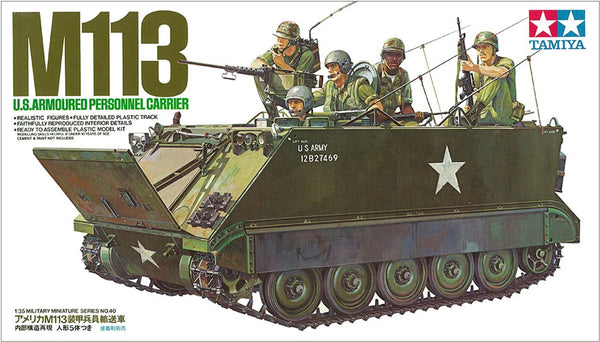 Tamiya modelbouwpakket militaire voertuigen - 35040 us m113 a.p.c. personal carrier with 5 figures plastic - 1:35 - modelbouw-0