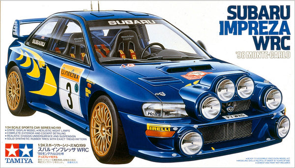 Tamiya model kit car - 24199 subaru impreza wrc - 1998 monte carlo plastic - 1:24 - model making-0