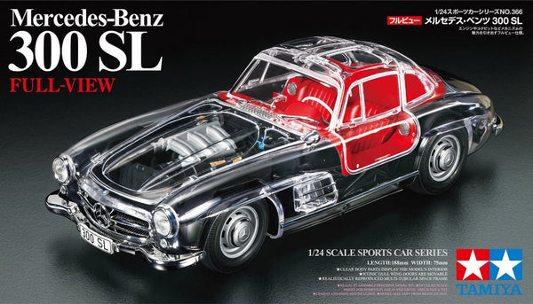 Tamiya model kit car - 24366 mercedes-benz 300sl - completely transparent - limited version plastic - 1:24 - model kit-0