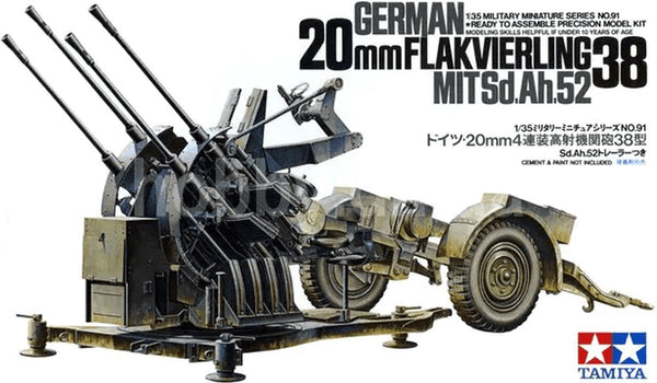 Tamiya model kit military vehicles - 35091 german 20mm flakvierling 38 plastic - 1:35 - model making-0