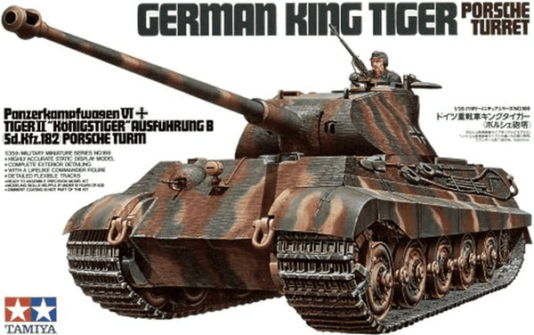 Tamiya modelbouwpakket auto - 35169 german sdkfz.182 königstiger porsche tank with figure plastic - 1:35 - modelbouw-0