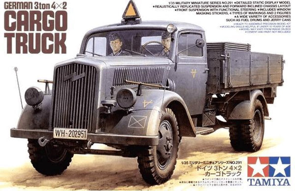 Tamiya model kit military vehicles - 35291 wwii german cargo truck 3ton with 2 figures plastic - 1:35 - model kit-0
