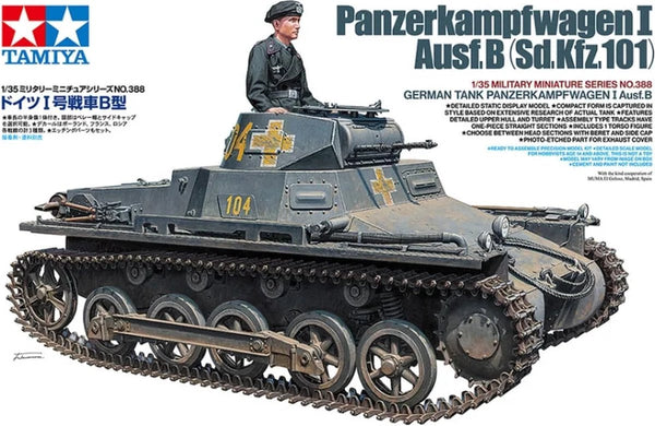 Tamiya modelbouwpakket militaire voertuigen - 35388 duitse tank panzerkampfwagen i ausf.b plastic - 1:35 - modelbouw-0