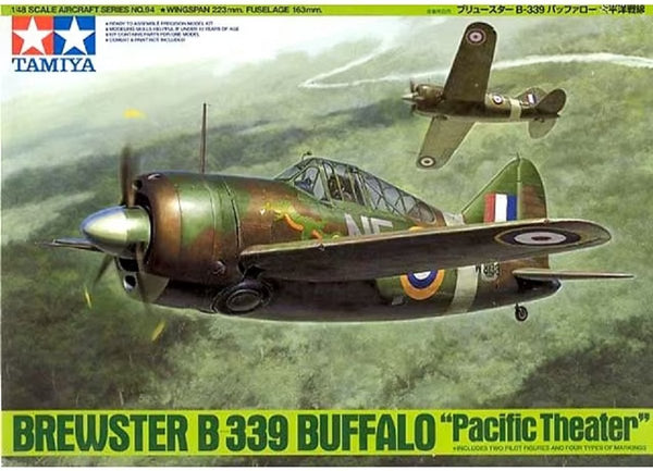 Tamiya model kit military vehicles - 61094 brewster b-339 buffalo - pacific theater plastic - 1:48 - model kit-0