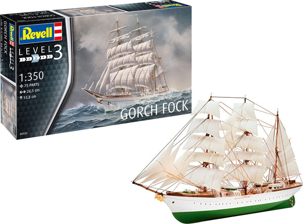 Revell model building kit ships - 05432 gorch fock ship plastic - 1:350 - model making-0