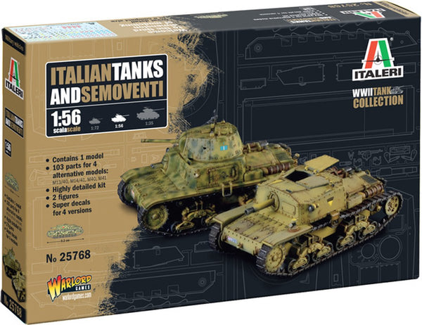 Italeri model building kit aircraft - 25768 italian tanks - semoventi wwii - 1 tank with 4 building options plastic - 1:56 - model making-0