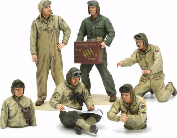 Tamiya military vehicle model kit - 35347 u.s. tank crew set - European theater - 6 figures plastic - 1:35 - model making-0