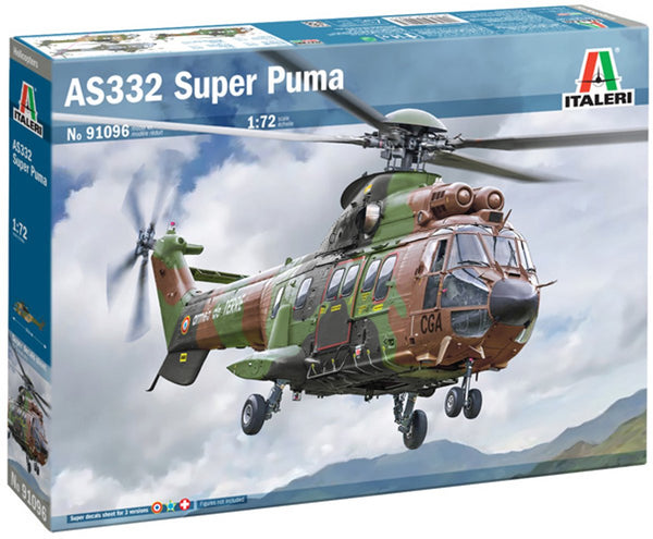 Italeri model building kit military vehicles - 91096 eurocopter as332 super puma - french helicopter plastic - 1:72 - model making-0