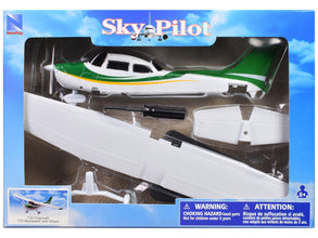 Model Kit Cessna 172 Skyhawk Aircraft White with Green and Yellow Stripes 