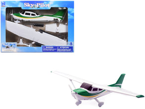 Model Kit Cessna 172 Skyhawk Aircraft White with Green and Yellow Stripes 