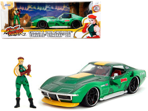 1969 Chevrolet Corvette Stingray ZL1 Green Metallic with Yellow Stripes and Cammy Diecast Figure 
