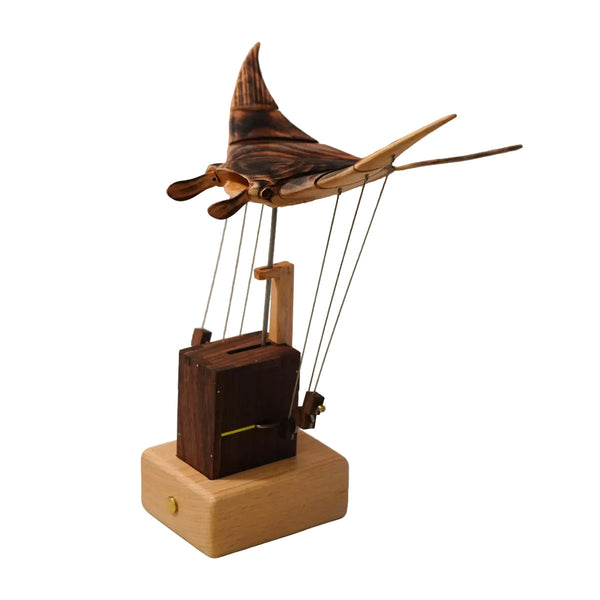 Wooden Manta Ray Moving Sculpture (Finished Piece)