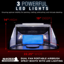 Master Airbrush Large Portable Airbrush Spray Booth Station with LED Lights, 25W Fan, Turntable & 6' Exhaust Hose, 22.25