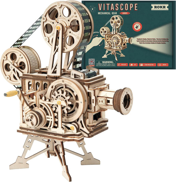 ROKR Vitascope 3D wooden film projector model kit