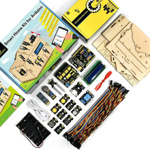 KEYESTUDIO Smart Home Starter Kit for Arduino for Uno R3, Electronics Home Automation Coding Kit, Wooden House DIY Sensor Kit STEM Educational Set for Adults Teens 15+