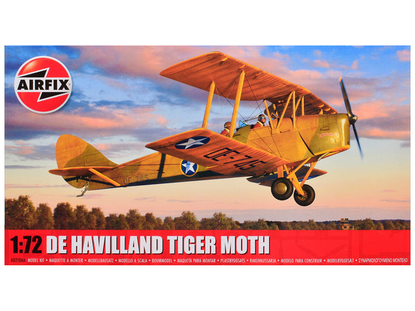 Level 2 Model Kit De Havilland Tiger Moth Aircraft with 2 Scheme Options 1/72 Plastic Model Kit by Airfix-0
