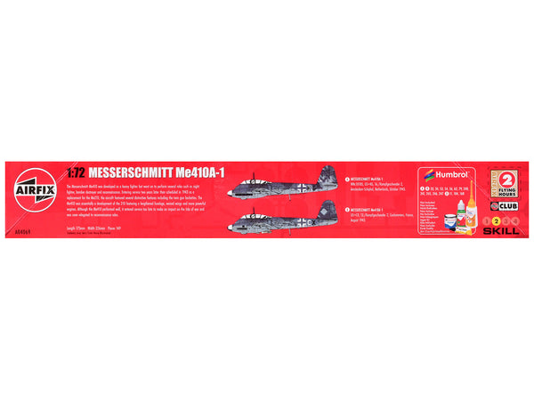 Level 2 Model Kit Messerschmitt Me410A-1 Fighter Aircraft with 2 Scheme Options 1/72 Plastic Model Kit by Airfix-1