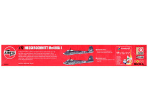 Level 2 Model Kit Messerschmitt Me410A-1 Fighter Aircraft with 2 Scheme Options 1/72 Plastic Model Kit by Airfix-1