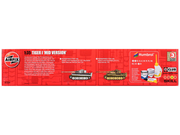 Level 3 Model Kit Tiger I "Mid Version" Tank with 2 Scheme Options 1/35 Plastic Model Kit by Airfix-1