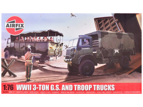 Level 2 Model Kit WWII 3-Ton General Service and Troop Trucks 1/76 Plastic Model Kit by Airfix-0