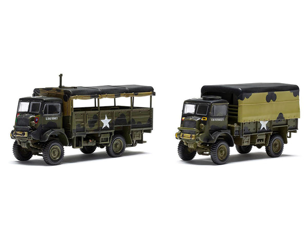 Level 2 Model Kit WWII 3-Ton General Service and Troop Trucks 1/76 Plastic Model Kit by Airfix-1