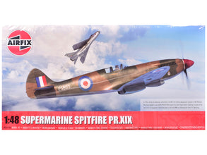 Level 2 Model Kit Supermarine Spitfire PR.XIX Fighter Aircraft with 3 Scheme Options 1/48 Plastic Model Kit by Airfix-0