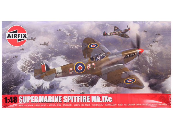 Level 2 Model Kit Supermarine Spitfire Mk.IXe Fighter Aircraft with 3 Scheme Options 1/48 Plastic Model Kit by Airfix-0