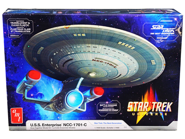 Skill 2 Model Kit U.S.S. Enterprise NCC-1701-C Space Ship "Star Trek: The Next Generation" (1987) TV Series 1/1400 Scale Model by AMT-0