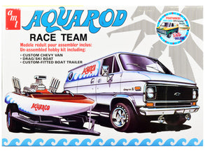 Skill 2 Model Kit Chevrolet Custom Van with Drag/Ski Boat and Trailer 