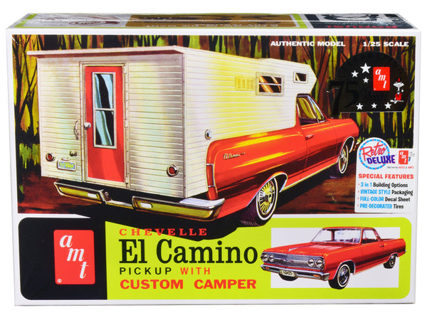 Skill 2 Model Kit 1965 Chevrolet El Camino with Camper 3-in-1 Kit 1/25 Scale Model by AMT-0