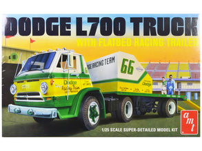 Skill 3 Model Kit 1966 Dodge L700 Truck with Flatbed Racing Trailer 1/25 Scale Model by AMT-0