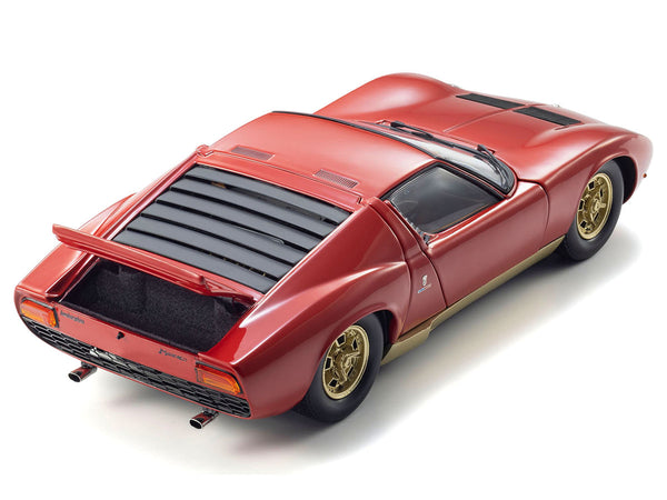 Lamborghini Miura P 400 Red with Gold Accents 1/18 Diecast Model Car by Kyosho