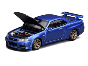 Nissan Skyline GT-R (R34) V-Spec II RHD (Right Hand Drive) Bayside Blue Metallic with Carbon Hood 