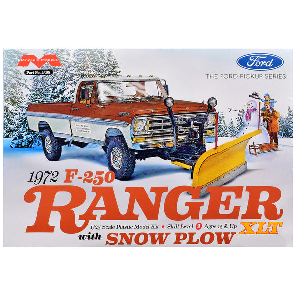 Skill 3 Model Kit 1972 Ford F-250 Ranger XLT Pickup Truck with Snow Plow 1/25 Scale Model by Moebius-0