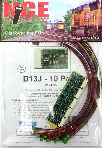 NCE D13J HO DCC decoder 10-pack