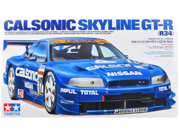 Model Kit Nissan Skyline GT-R (R34) "Calsonic" 1/24 Scale Model by Tamiya-0