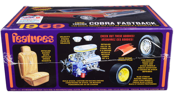 Skill 2 Model Kit 1969 Ford Torino Cobra Fastback 3-in-1 Kit 1/25 Scale Model by AMT-1