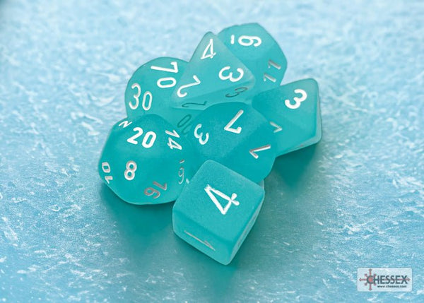 Chessex - Frosted Polyhedral 7 Dice Set - Teal with White