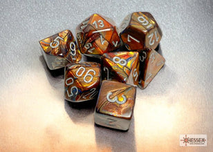 Chessex - Lustrous Polyhedral 7 Dice Set - Gold with Silver