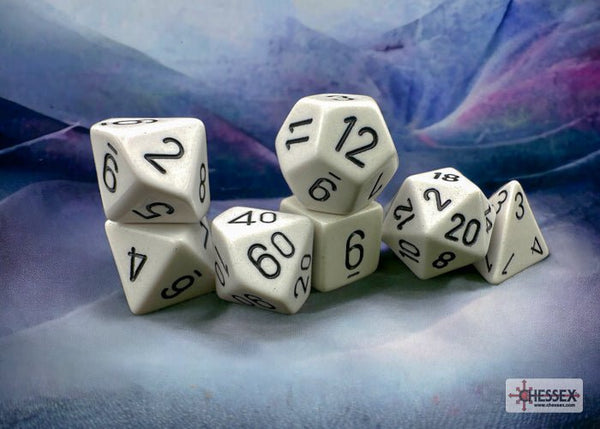 Chessex - Opaque Polyhedral 7 Dice Set - White with Black