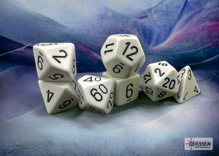 Chessex - Opaque Polyhedral 7 Dice Set - White with Black