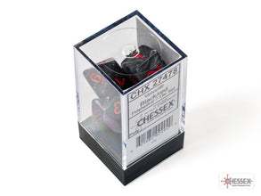 Chessex - Velvet Polyhedral 7 Dice Set - Black with Red