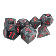 Chessex - Velvet Polyhedral 7 Dice Set - Black with Red