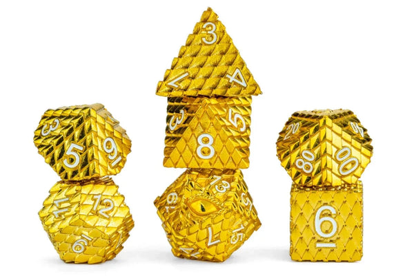 Fanroll - D&D Dragon Scale Metal Dice Set - Gold