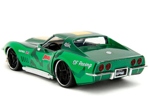 1969 Chevrolet Corvette Stingray ZL1 Green Metallic with Yellow Stripes and Cammy Diecast Figure 